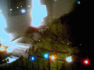 lofi christmas lights and reflected living room